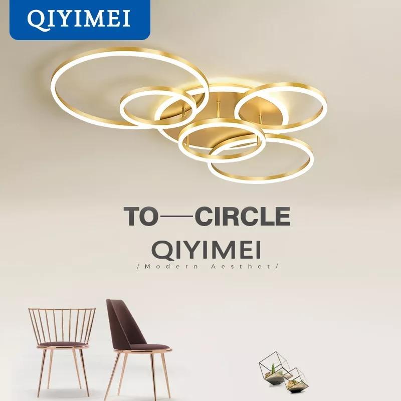 QIYIMEI Gold LED Chandelier