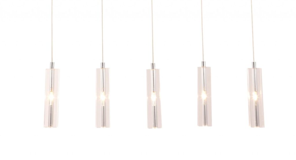 Modern Clear Glass Ceiling Light – 5 Bulb Stark Fixture
