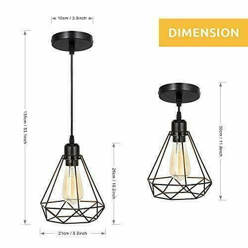 Geometric Cage Pendant Lamp E26 Ceiling Light Fixture