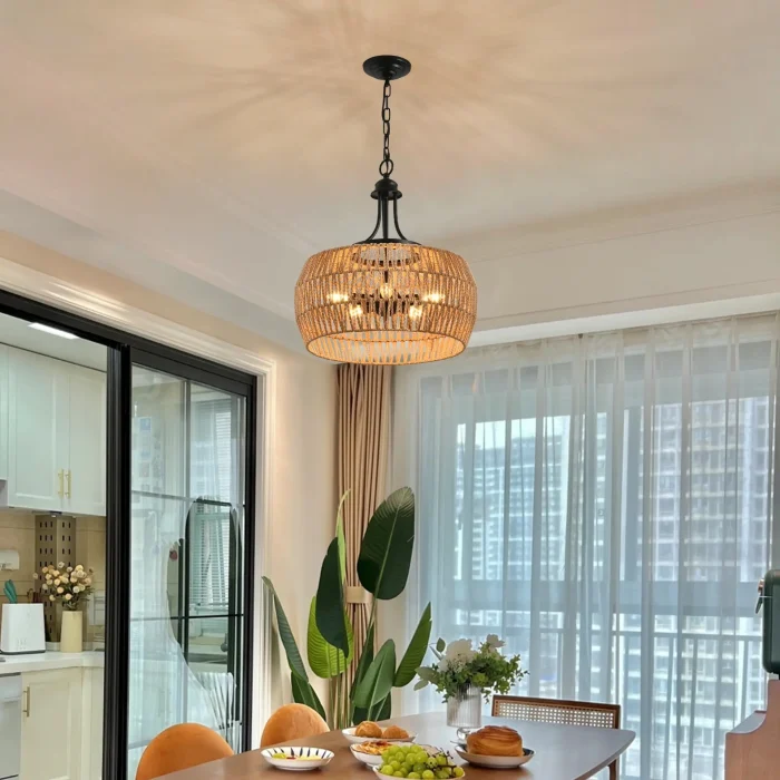 Boho Jute Rope Pendant Light