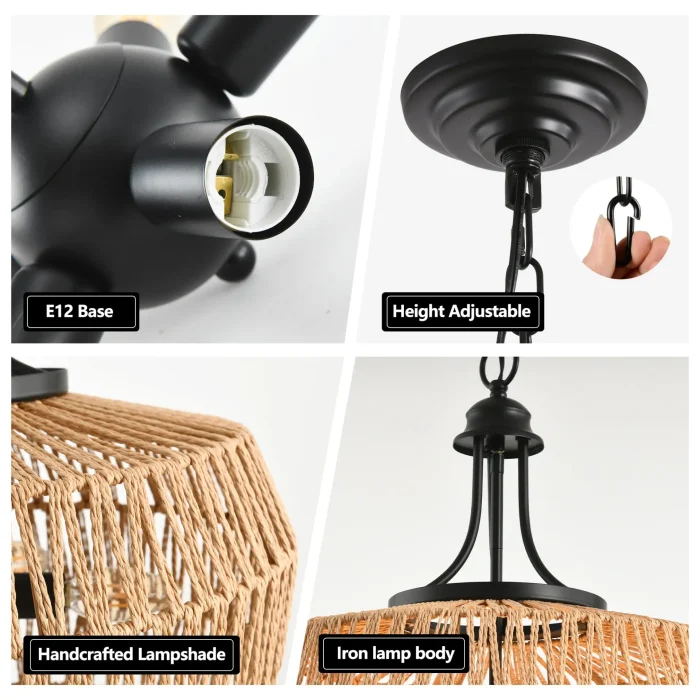 Boho Jute Rope Pendant Light