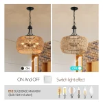 Boho Jute Rope Pendant Light - Image 8